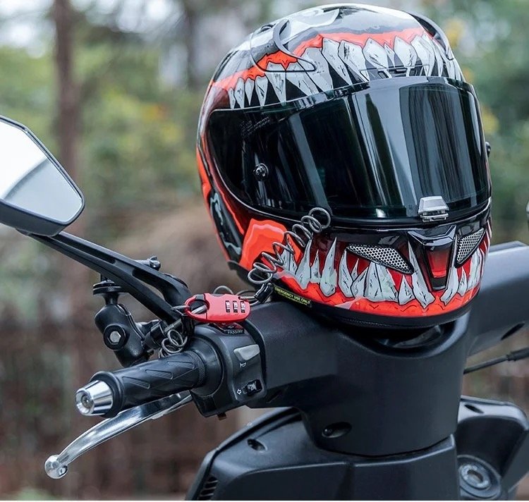 helmslot mini fiets motorfiets slot kabelslot combinatieslot - Afbeelding 3