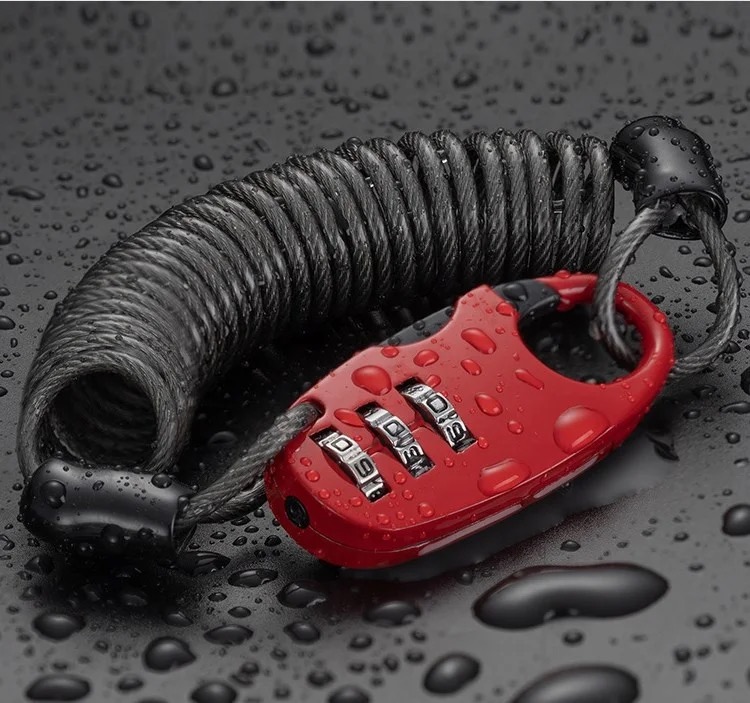 helmslot mini fiets motorfiets slot kabelslot combinatieslot - Afbeelding 2