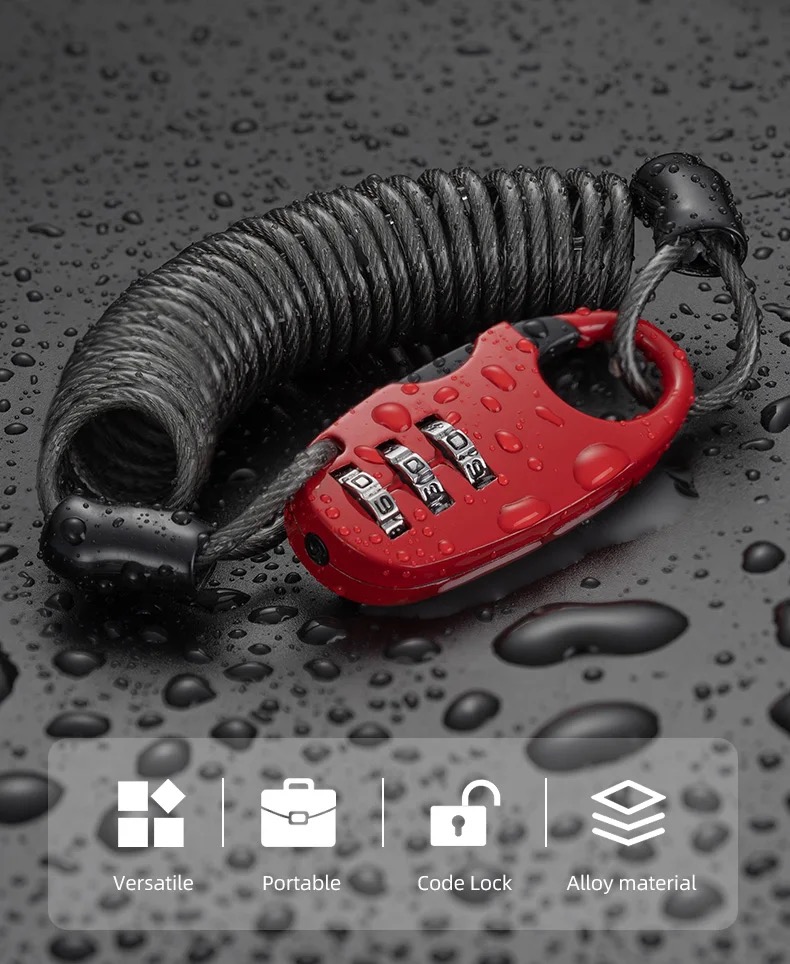 helmslot mini fiets motorfiets slot kabelslot combinatieslot - Afbeelding 10