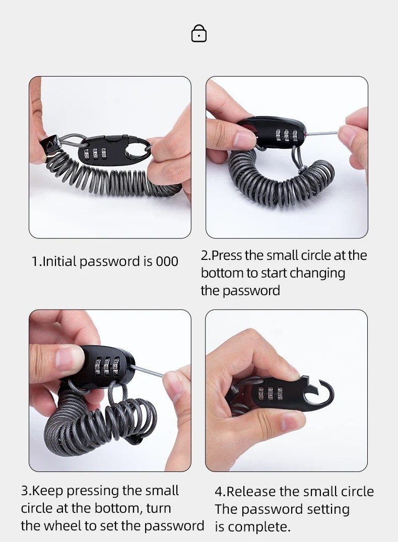 helmslot mini fiets motorfiets slot kabelslot combinatieslot - Afbeelding 8