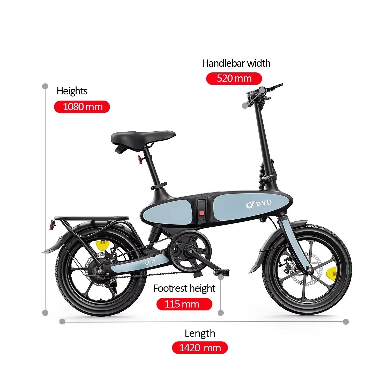 DYU C2 Opvouwbare elektrische fiets - Afbeelding 8